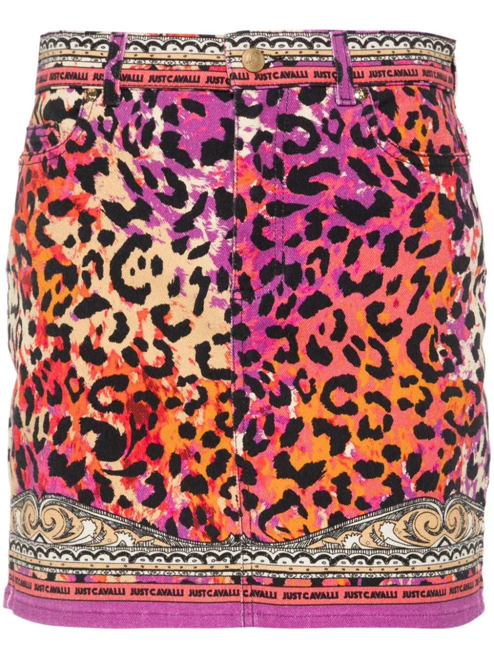 Just Cavalli leopard-print denim mini skirt