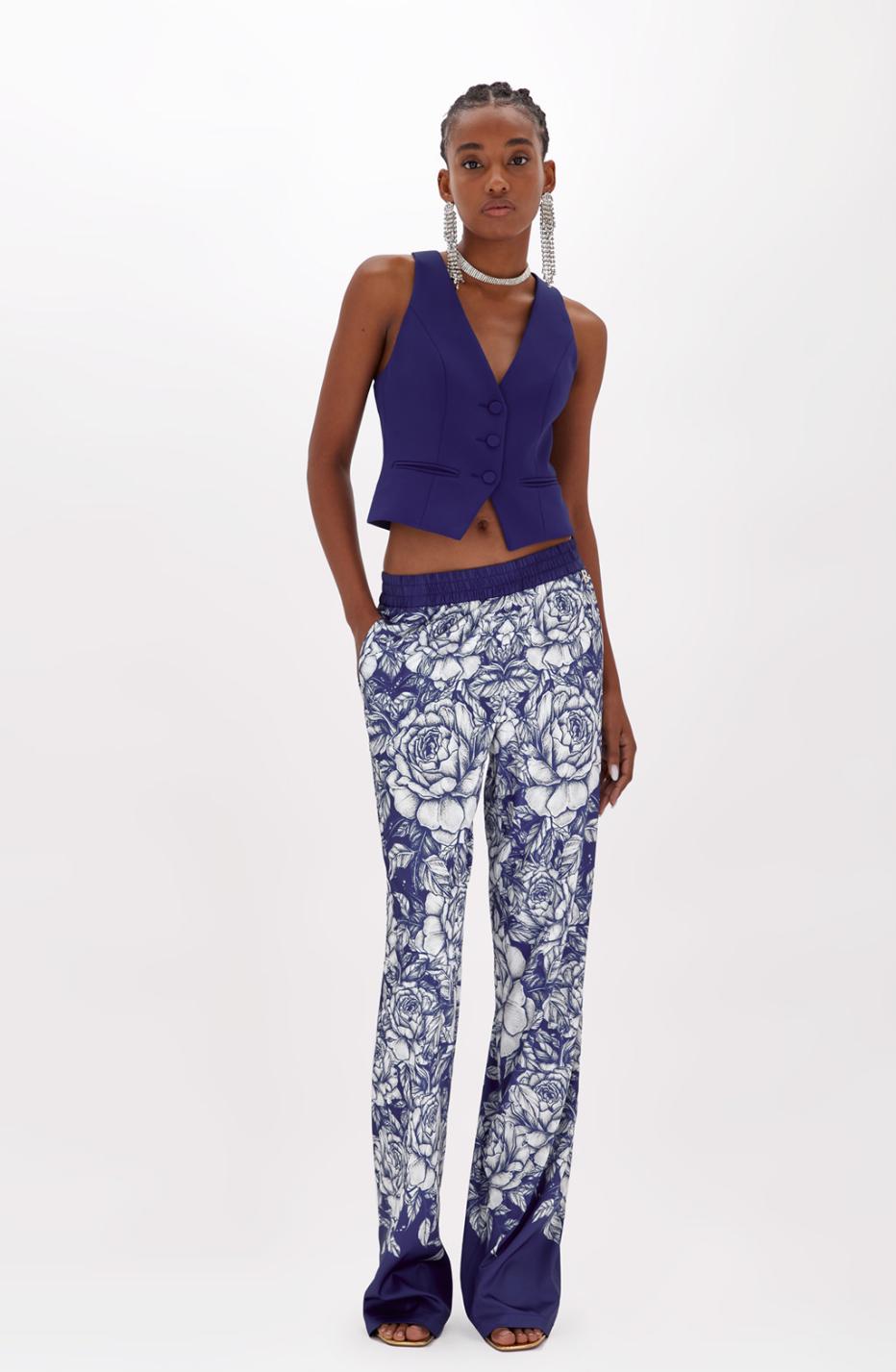 Blu Girl  printed satin pants - Vanity Boutique