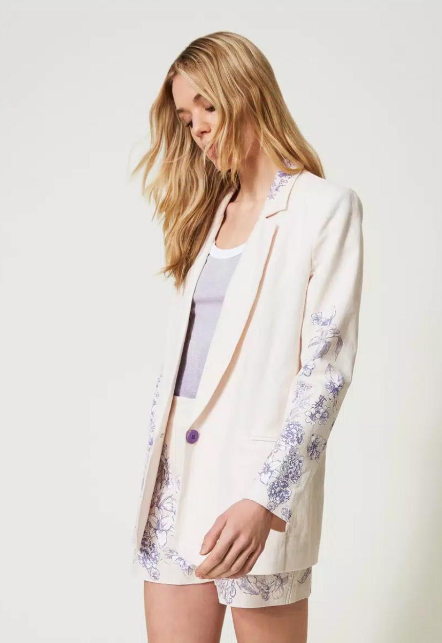 Twin Set Jacket embodied with floral designs - Vanity Boutique