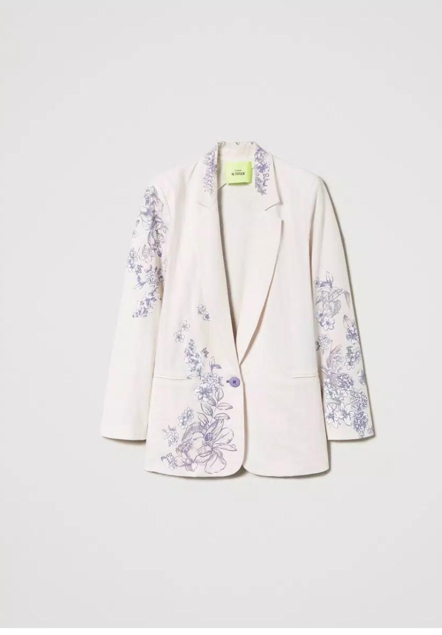 Twin Set Jacket embodied with floral designs - Vanity Boutique